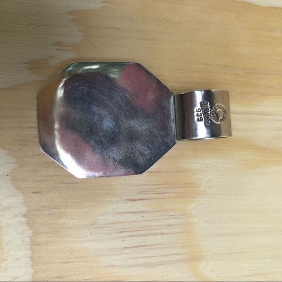 Sterling Silver 925 Mexico Large Stone Slide Pendant - Picture 3 of 4